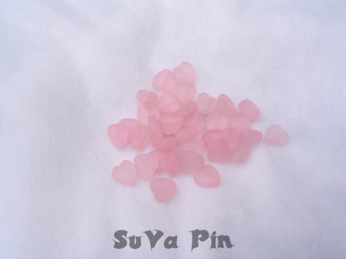 Korálky srdce růžová 8x9mm; 80 ks
