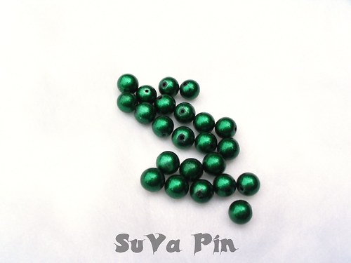 Voskované perly zelené 8mm; 40 ks — foto 1