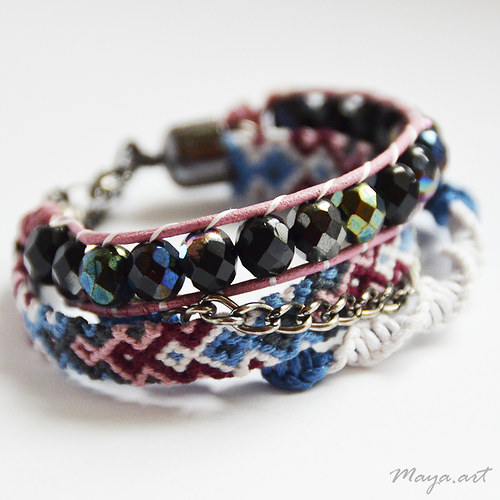 Modrorůžový náramek "EMBRACING BRACELET" — foto 1