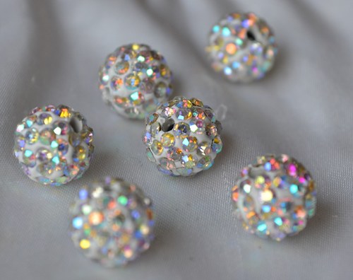 Shamballa korálky CZ kryštál AB, 10mm