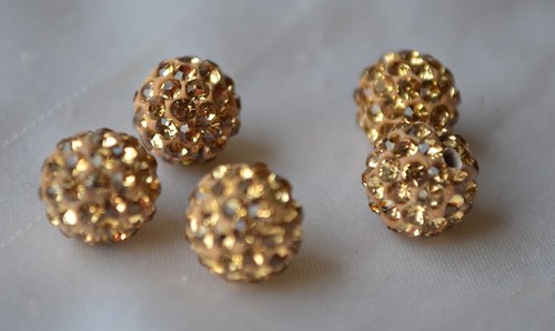 Shamballa korálky CZ kryštál champaigne, 10mm