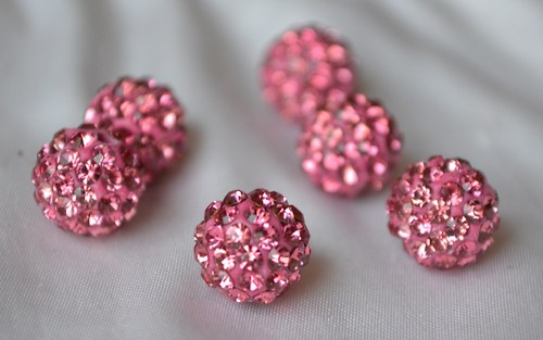 Shamballa korálky CZ kryštál ružové, 10mm