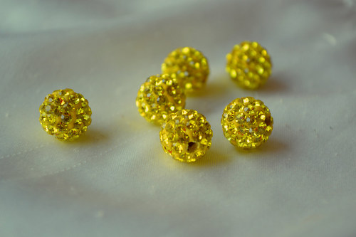 Shamballa korálky CZ kryštál žlté, 10mm