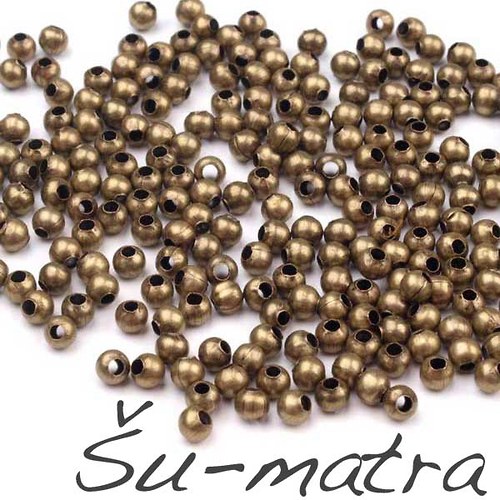 Korálek kovový starozlatý , 3 mm (110 ks)