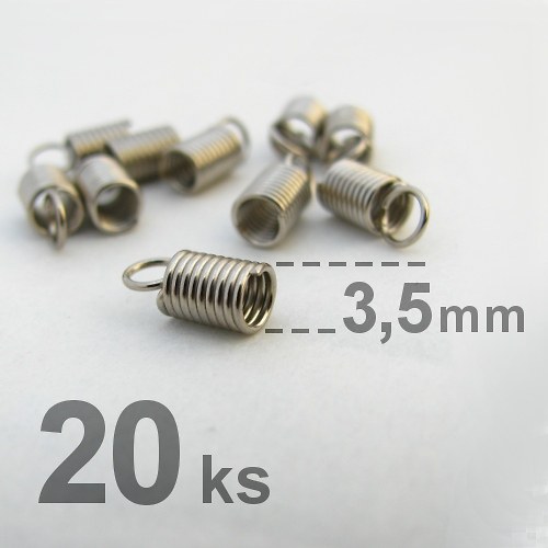 Koncovka - pružinka - Ø3,5mm - platina - 20 ks