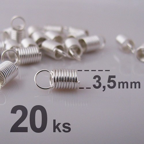 Koncovka - pružinka - Ø3,5mm - stříbrná b. - 20 ks