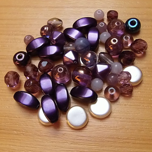 Voskované perly - fialová směs - 50g