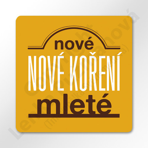Nové koření mleté - samolepka na kořenku
