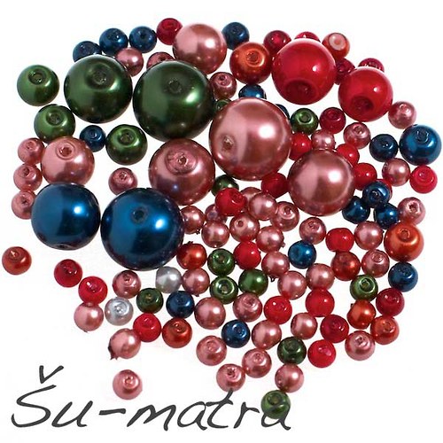 Skleněné voskované perly mix, (24 g) — foto 1