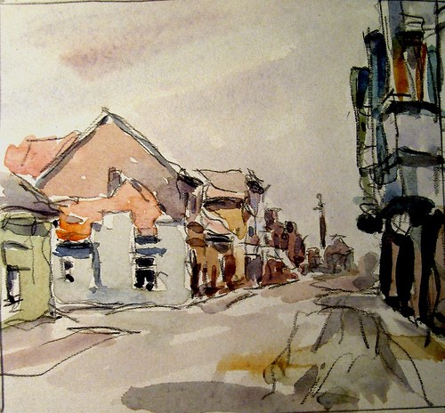 Akvarel neznámého autora - 50.léta No. 12