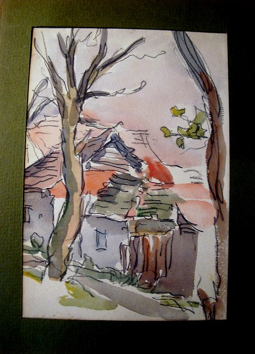 Akvarel neznámého autora - 50.léta No. 43