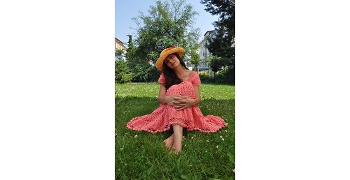 Dlouhé háčkované šaty-SLEVA — foto 1