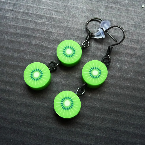 Kiwi fimo náušnice — foto 1