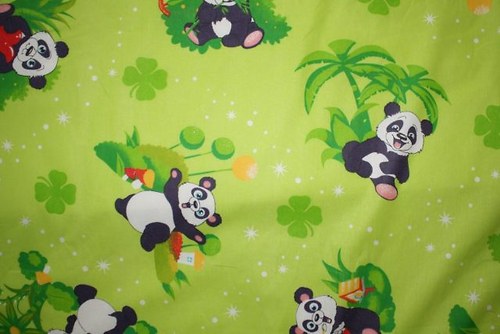 Dětská látka - metráž Panda zelená 130cm — foto 1