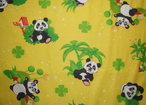 Dětská látka - metráž Panda žlutá — foto 1