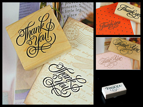 Dřevěné razítko- Thank you /3 ks/