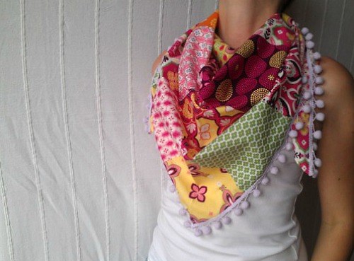 Šátek patchwork růžový — foto 1