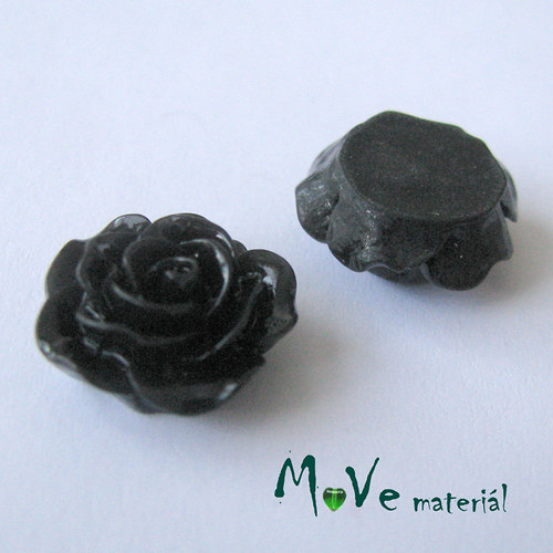 Kabošon růžička lesklá D3 - resin - 2ks, černá — foto 1