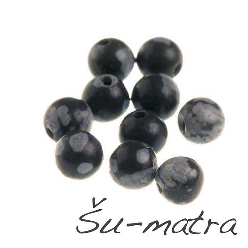 Obsidián vločkový, 4 mm (10 ks) — foto 1