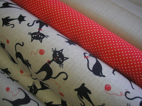 Látka - KOČKY na "lněném efektu" — foto 1
