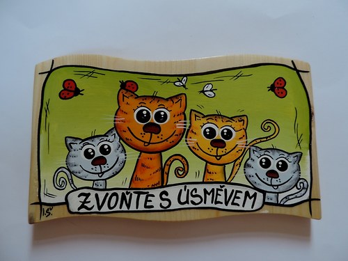 Dřevěná uvítací cedule-kočičky — foto 1