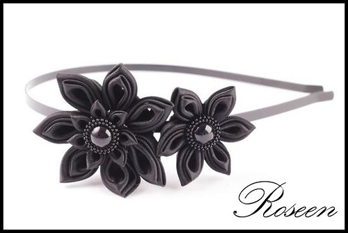 Kanzashi čelenka Black Swan — foto 1