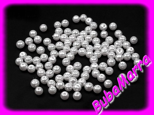 ~100ks~ Voskované perly sklo ~korálky Ø 4mm~ bílá