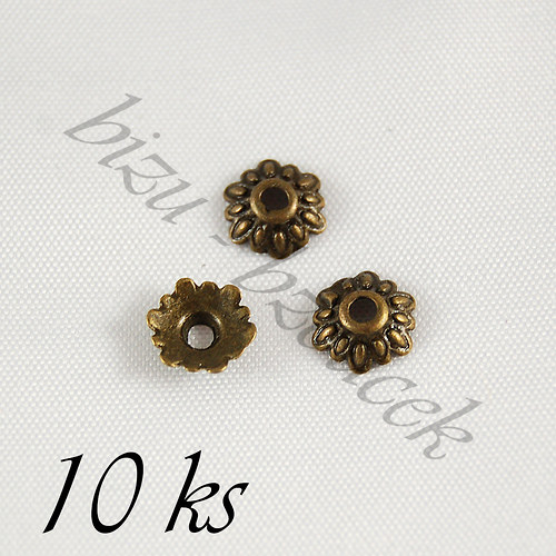 Bronzový kytičkový kaplík N - 10ks — foto 1