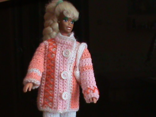 Pro barbie-růžový kabátek s taškou — foto 1