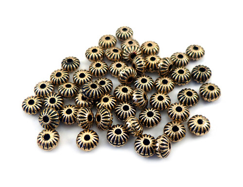 Disk - ozdobný mezidíl starozlatý 3x5mm, 10ks