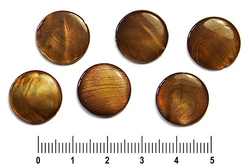 Perleťové kolečka hnědá 15 mm, 5 ks