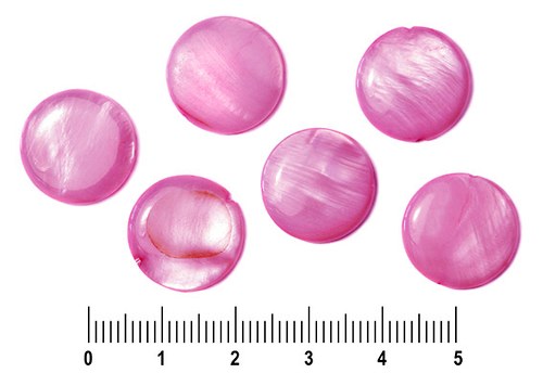 Perleťová kolečka sytě růžová, 15 mm, 5 ks