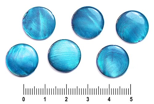 Perleťová kolečka tyrkysová, 15 mm, 5 ks