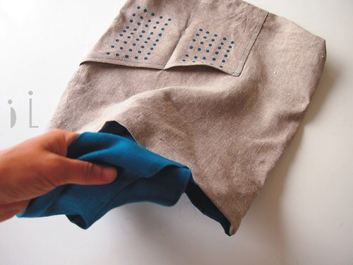 Lněná taška / turquoise points — foto 1