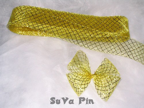Stuha nylon š.4,5cm zlatá ; 2 m
