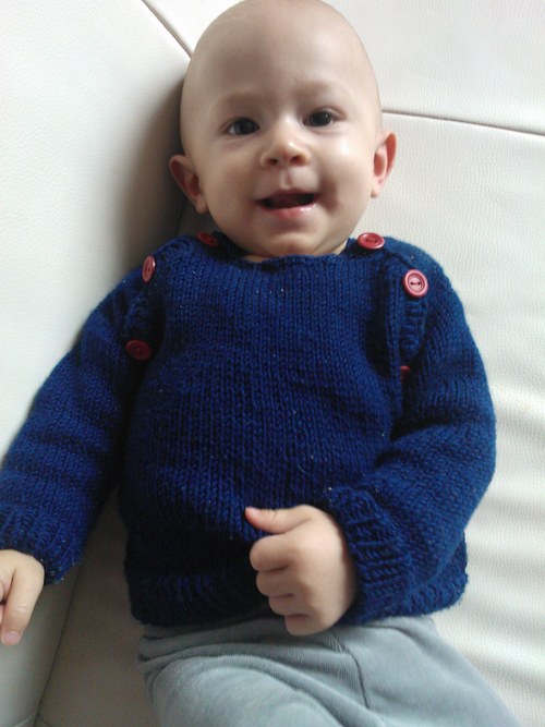Modrý dětský merino svetřík — foto 1