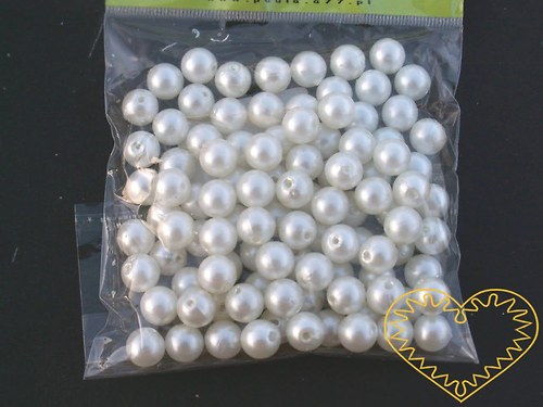 Bílé plastové perličky 10 mm - 50 g — foto 1