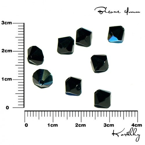 Sluníčka (bicone) 4mm, b. Jet AB, 30ks — foto 1