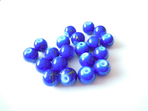 Korálky s dekorem tm. modré 8mm/20ks