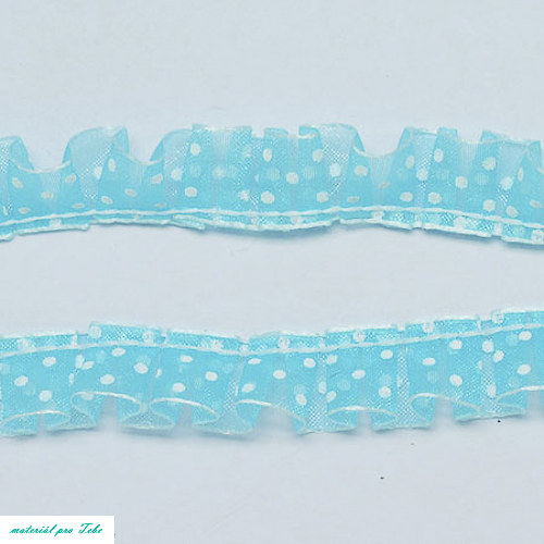 Stuha organza modrá s puntíky 15mm - 2m