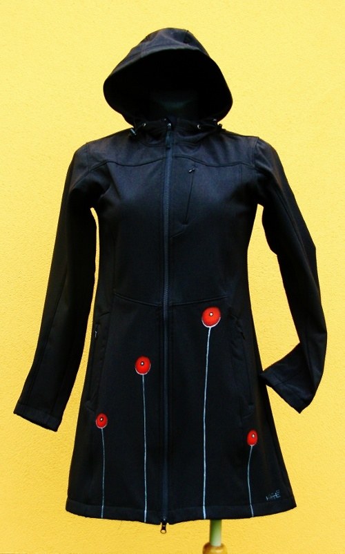 Malovaný softshellový kabát "Red Flower" — foto 1