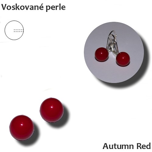 Voskované půldírové perle 8 mm Autumn Red. — foto 1