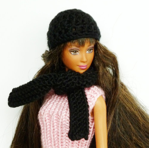 BLACK čepice a šála pro Barbie — foto 1