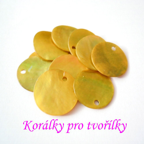 Perleťové penízky, šupiny, placičky - zlatožluté