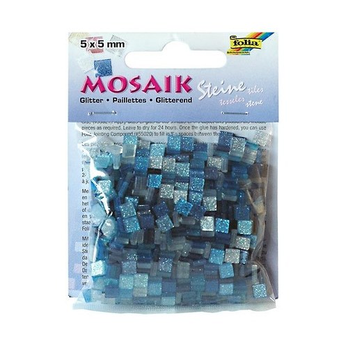 Mozaiková sklíčka třpytivá - modrá 5x5 mm