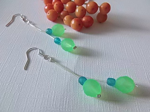 Naušnice " neonky zelené" — foto 1
