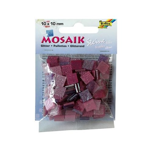 Mozaiková sklíčka třpytivá - růžová 10x10 mm