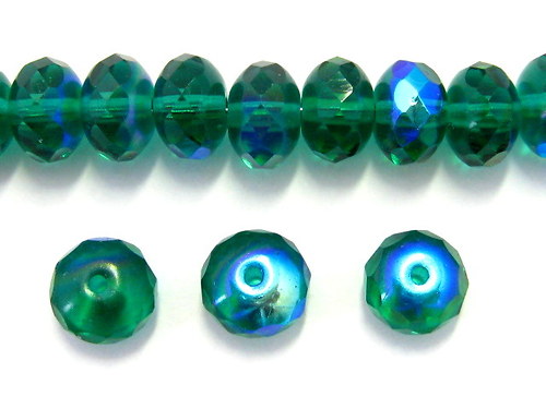 0461600/Rondelka tmavě zelená emerald s AB, 10 ks