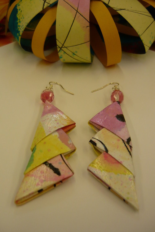 Origami náušnice pastelové velké