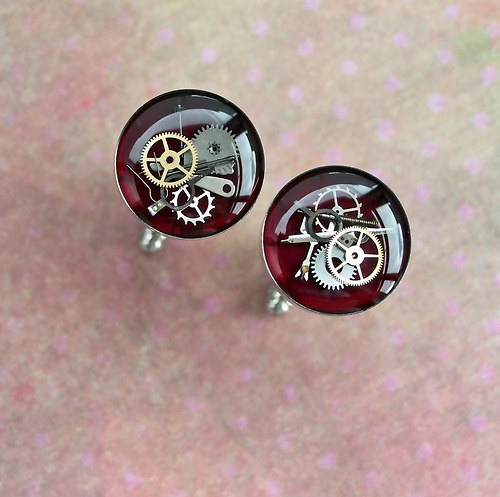 Manžetové knoflíčky /burgundy/ — foto 1